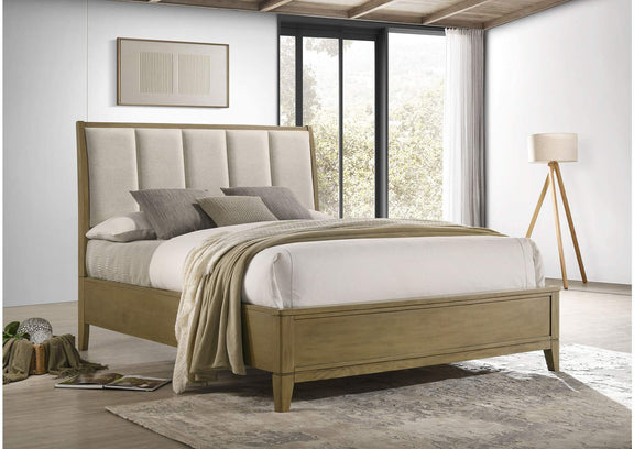 224921KW Granada Upholstered California King Panel Bed Natural Pine