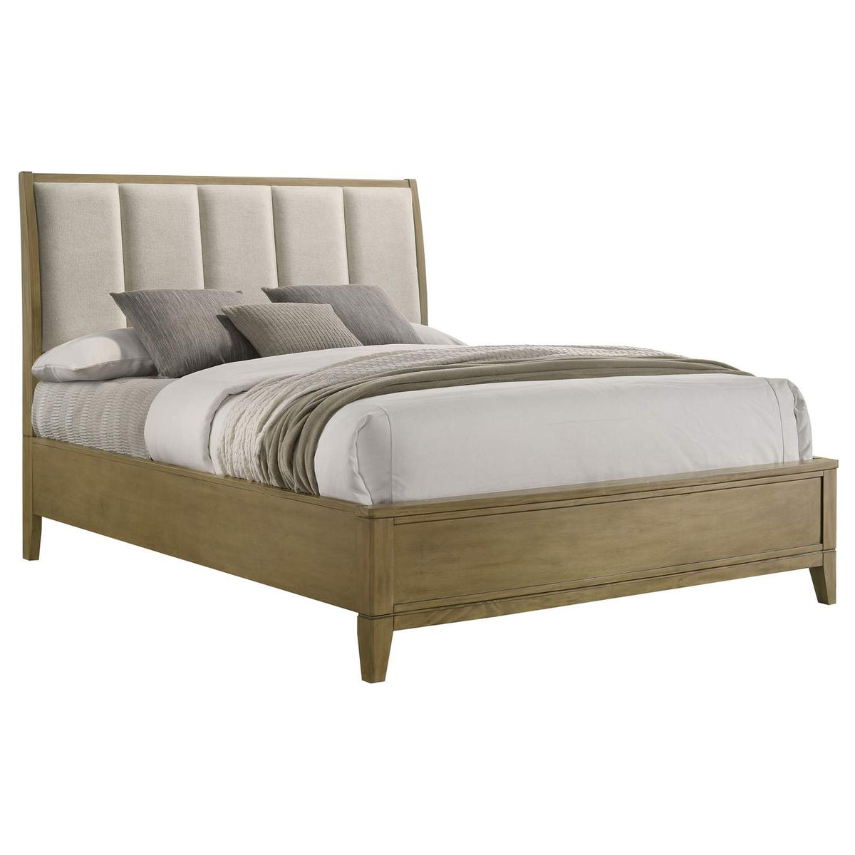 224921KW Granada Upholstered California King Panel Bed Natural Pine