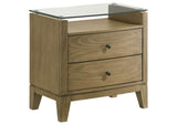224922 Granada 2-drawer Glass Top Nightstand Natural Pine