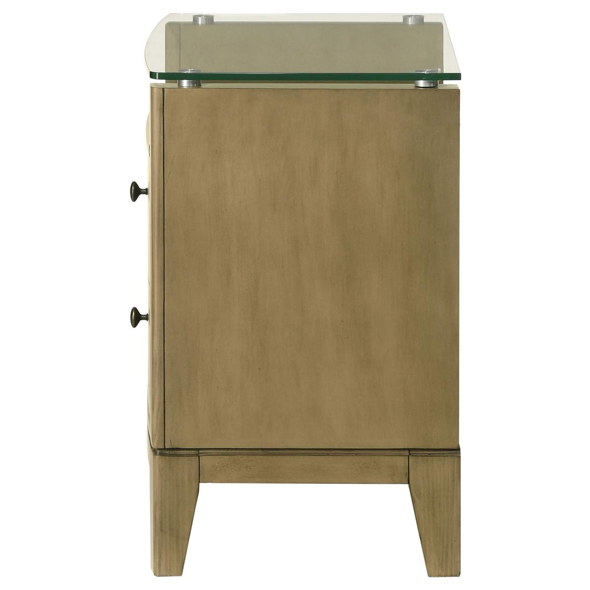 224922 Granada 2-drawer Glass Top Nightstand Natural Pine