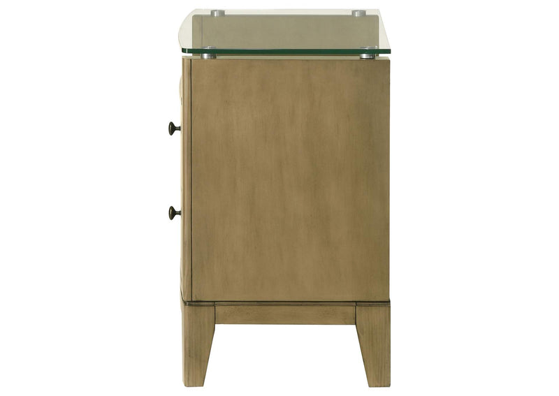 224922 Granada 2-drawer Glass Top Nightstand Natural Pine