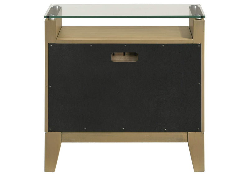 224922 Granada 2-drawer Glass Top Nightstand Natural Pine