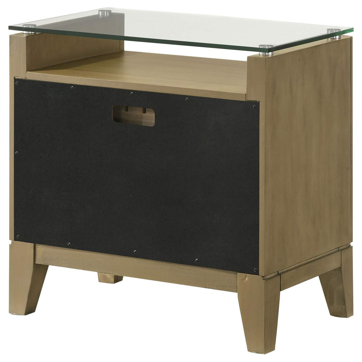 224922 Granada 2-drawer Glass Top Nightstand Natural Pine