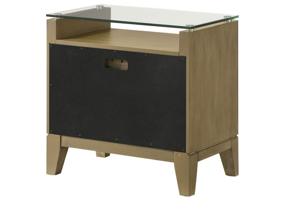 224922 Granada 2-drawer Glass Top Nightstand Natural Pine