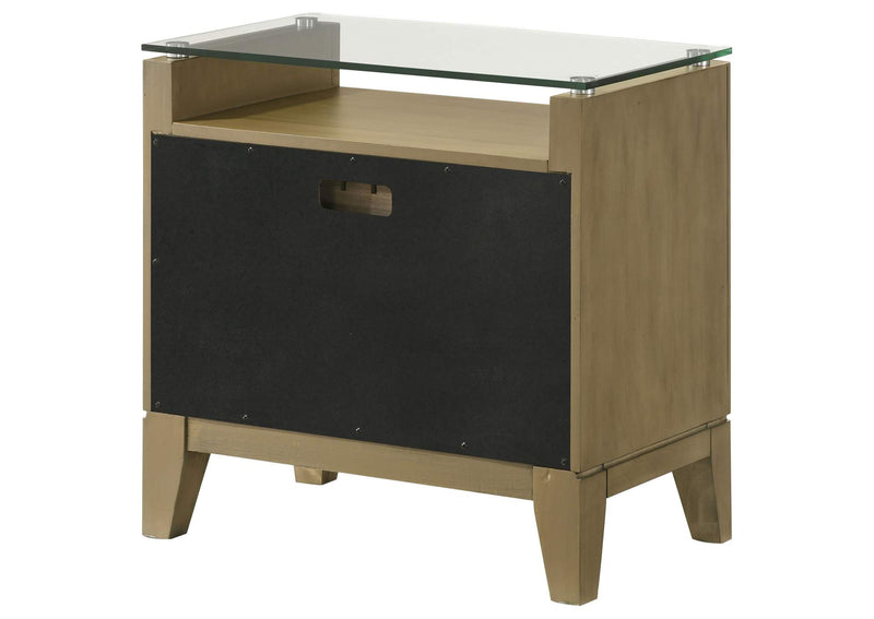 224922 Granada 2-drawer Glass Top Nightstand Natural Pine