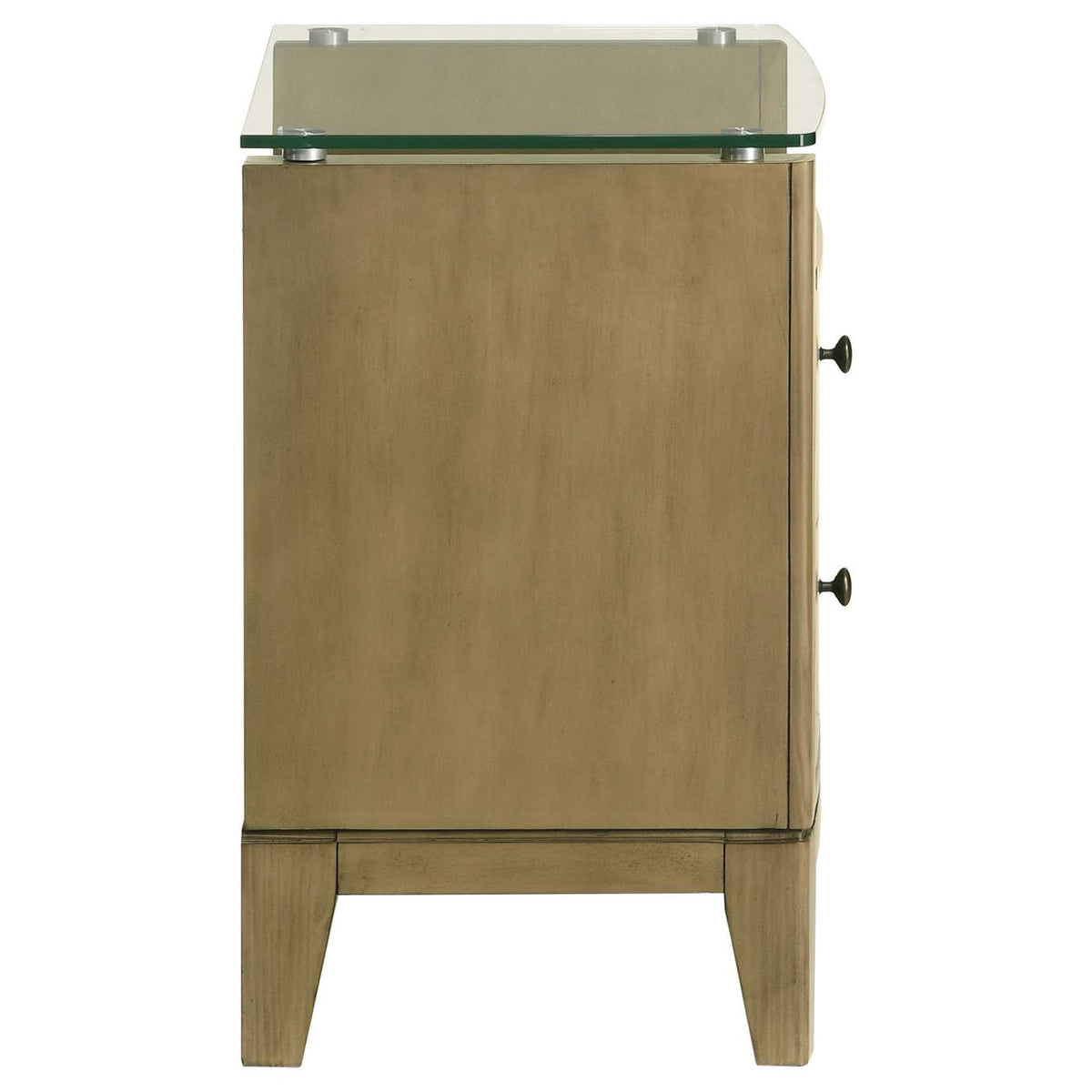 224922 Granada 2-drawer Glass Top Nightstand Natural Pine