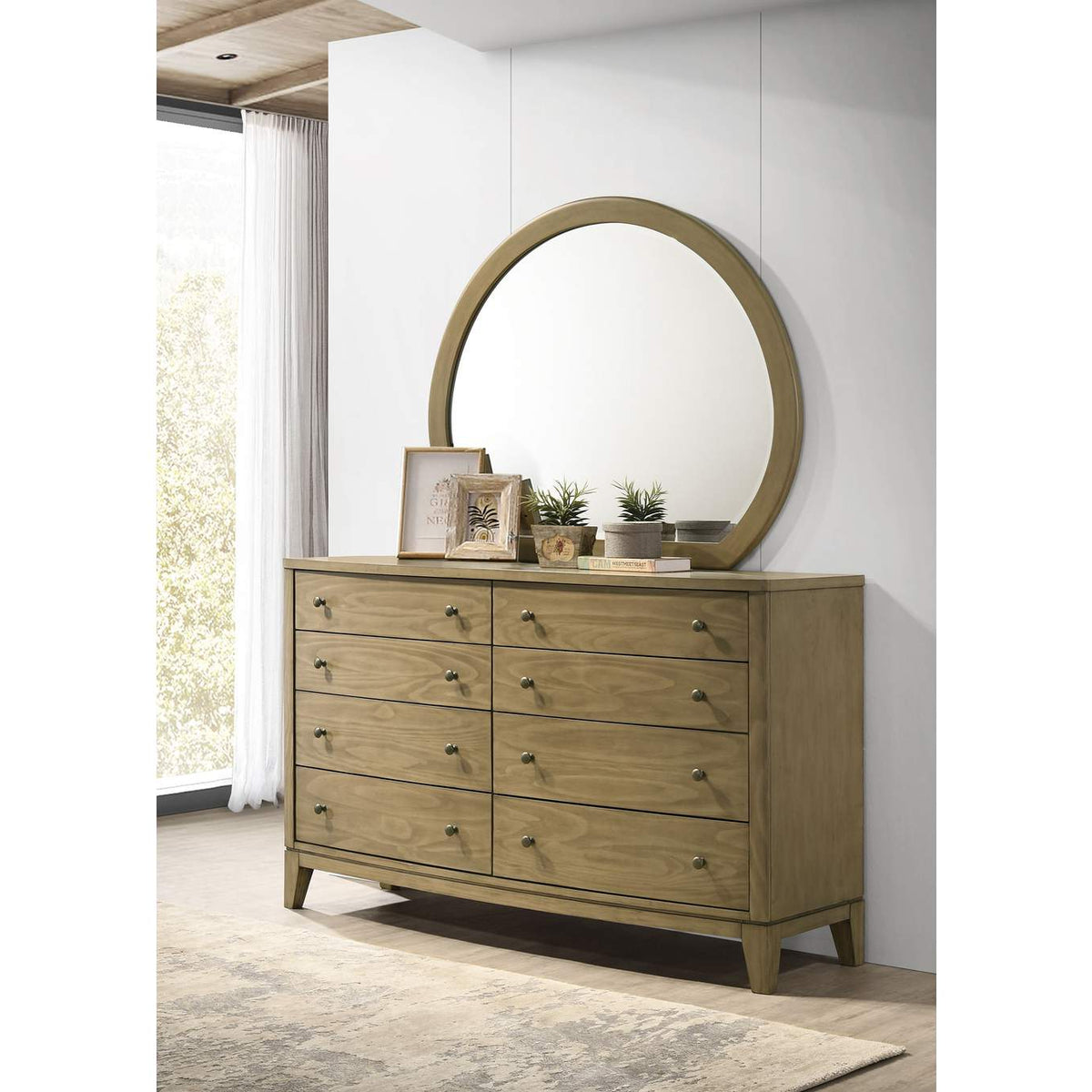 224923M Granada 8-drawer Dresser and Mirror Natural Pine