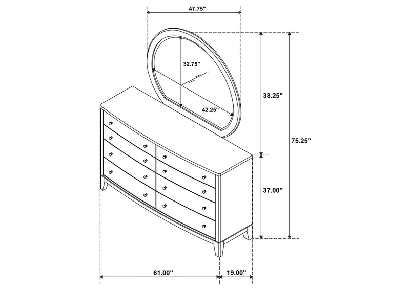 224923M Granada 8-drawer Dresser and Mirror Natural Pine