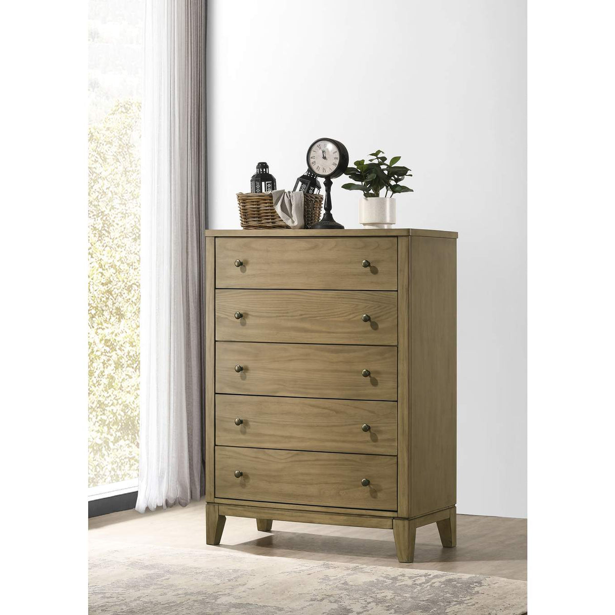 224925 Granada 5-drawer Bedroom Chest of Drawers Natural Pine