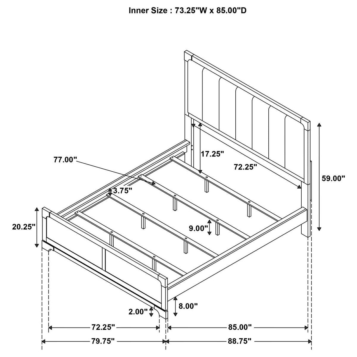 224930KW Gran Park 59-inch California King Panel Bed Dark Cocoa