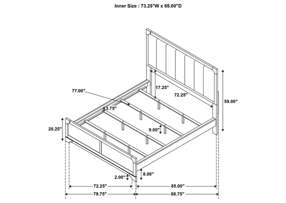 224930KW Gran Park 59-inch California King Panel Bed Dark Cocoa