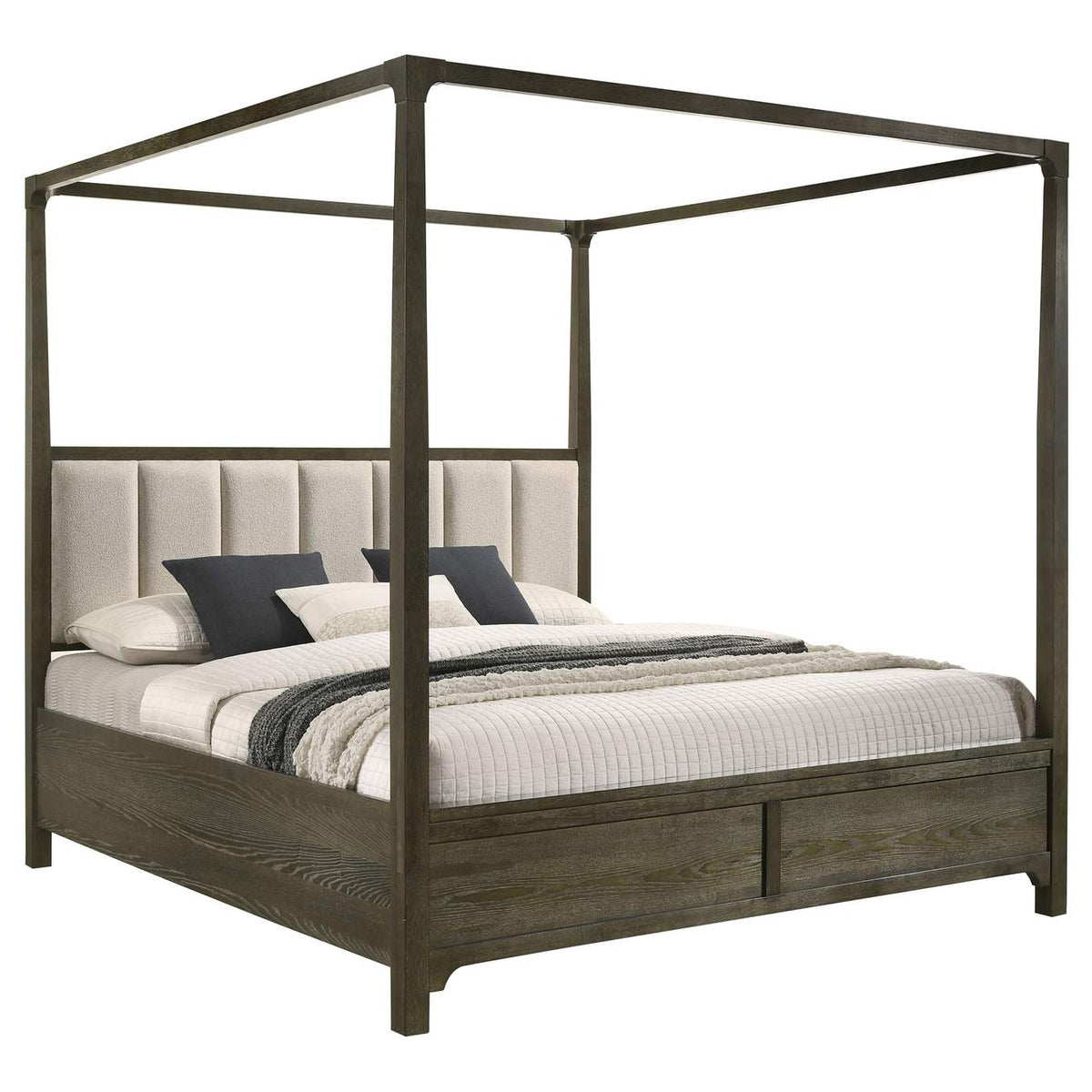 224931KW Gran Park California King Four Poster Canopy Bed Dark Cocoa
