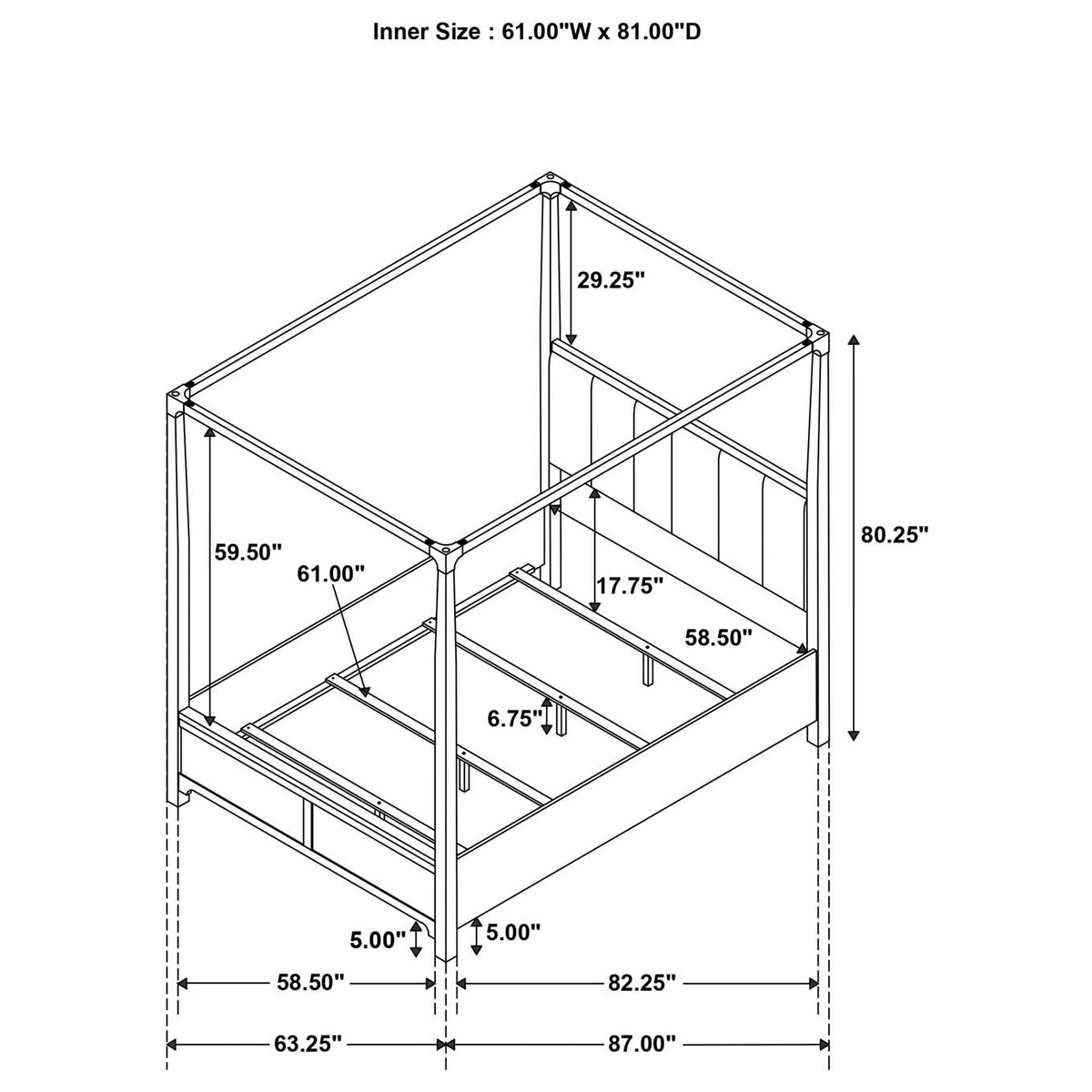 224931Q Gran Park Queen Canopy Bed Dark Cocoa