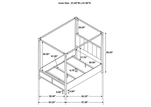 224931Q Gran Park Queen Canopy Bed Dark Cocoa