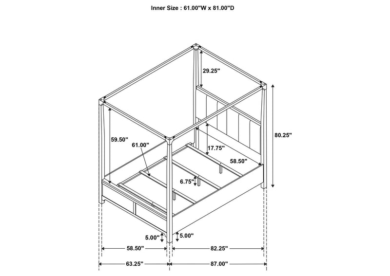 224931Q Gran Park Queen Canopy Bed Dark Cocoa