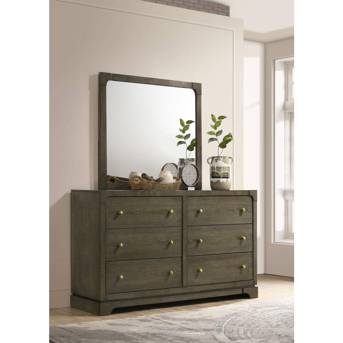 224933M Gran Park 6-drawer Dresser and Mirror Dark Cocoa