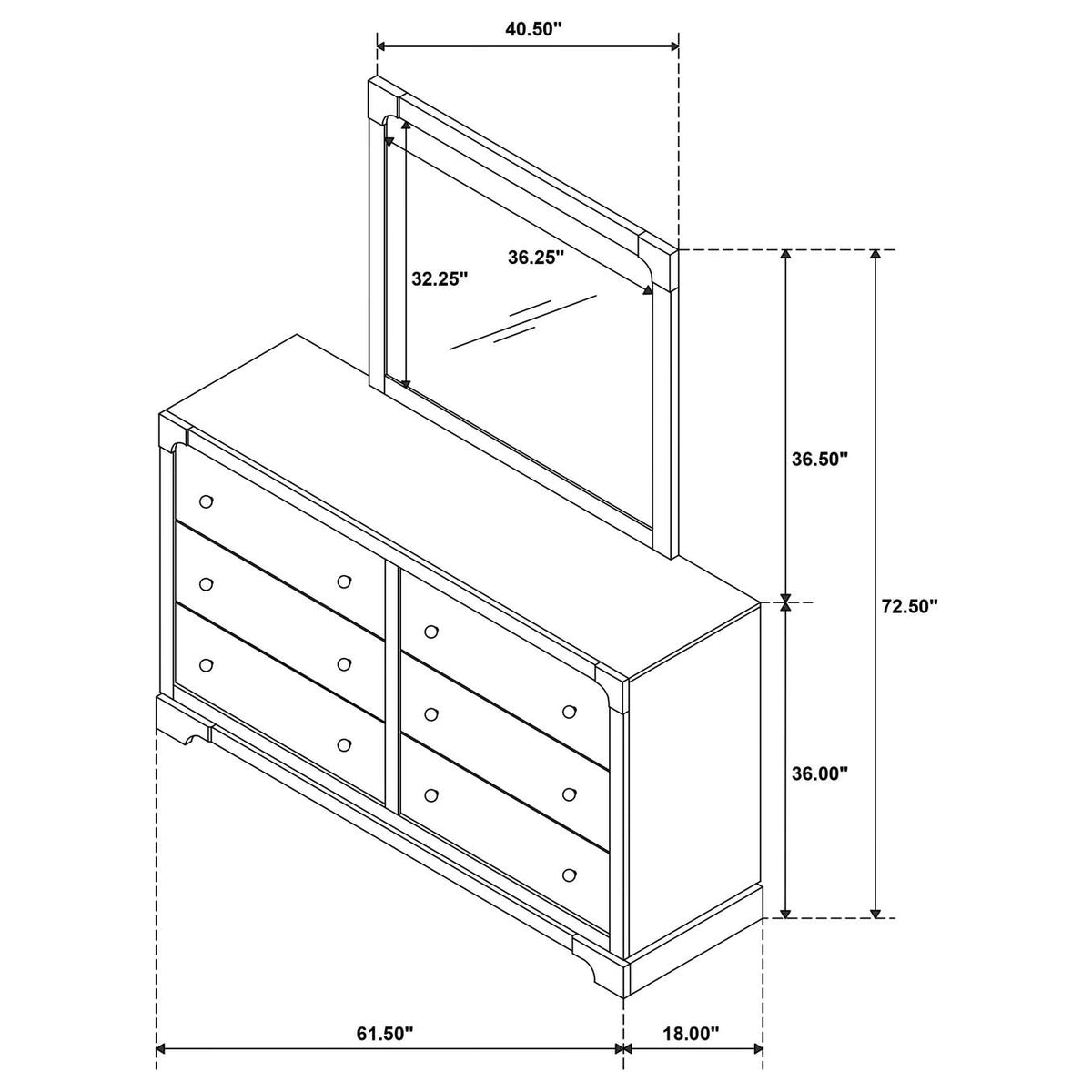 224933M Gran Park 6-drawer Dresser and Mirror Dark Cocoa