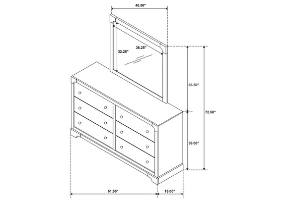 224933M Gran Park 6-drawer Dresser and Mirror Dark Cocoa