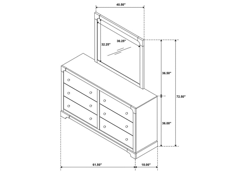 224933M Gran Park 6-drawer Dresser and Mirror Dark Cocoa