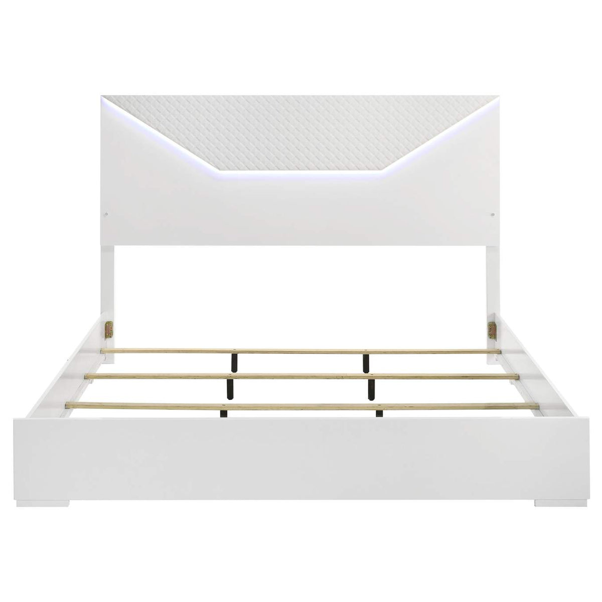 224941KE Ives Eastern King Panel Bed LED Headboard White High Gloss
