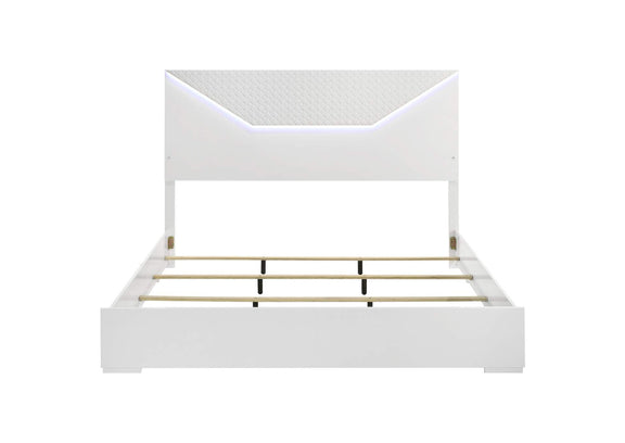 224941KE Ives Eastern King Panel Bed LED Headboard White High Gloss