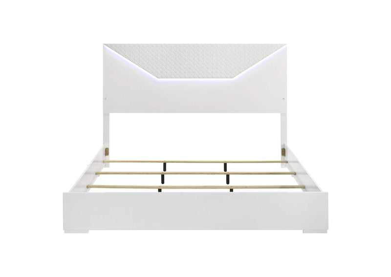 224941KE Ives Eastern King Panel Bed LED Headboard White High Gloss