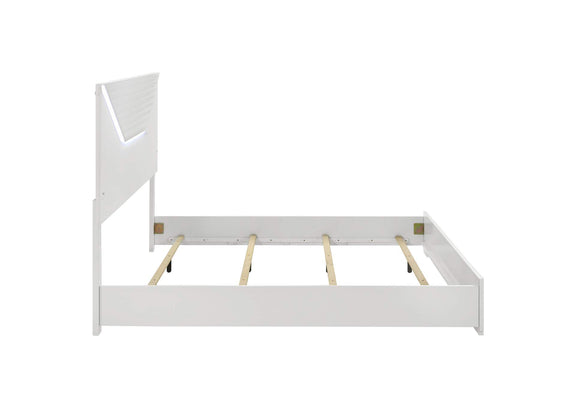 224941KE Ives Eastern King Panel Bed LED Headboard White High Gloss