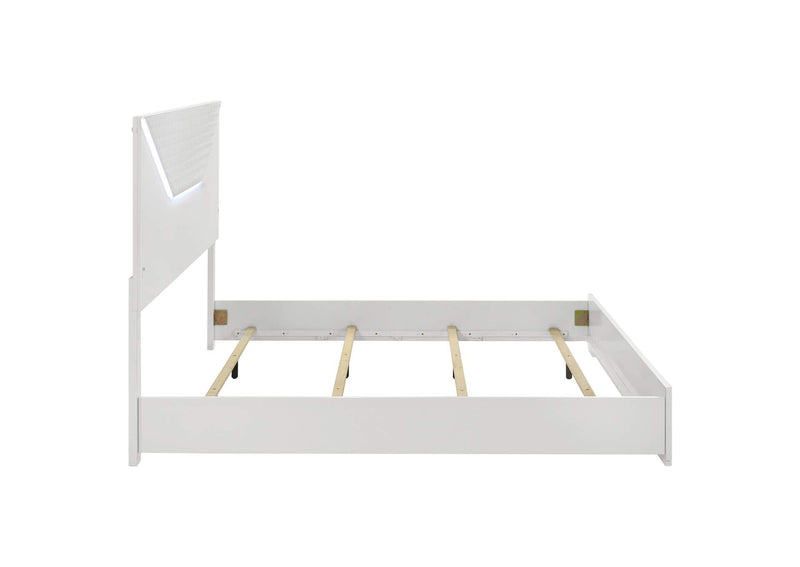 224941KE Ives Eastern King Panel Bed LED Headboard White High Gloss