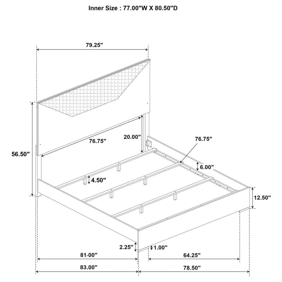 224941KE Ives Eastern King Panel Bed LED Headboard White High Gloss