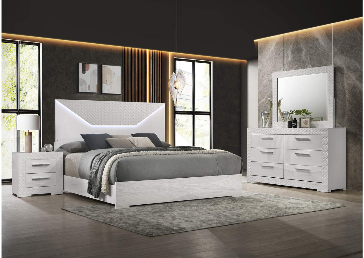 224941Q-S4 Ives 4-piece Queen Bedroom Set White High Gloss