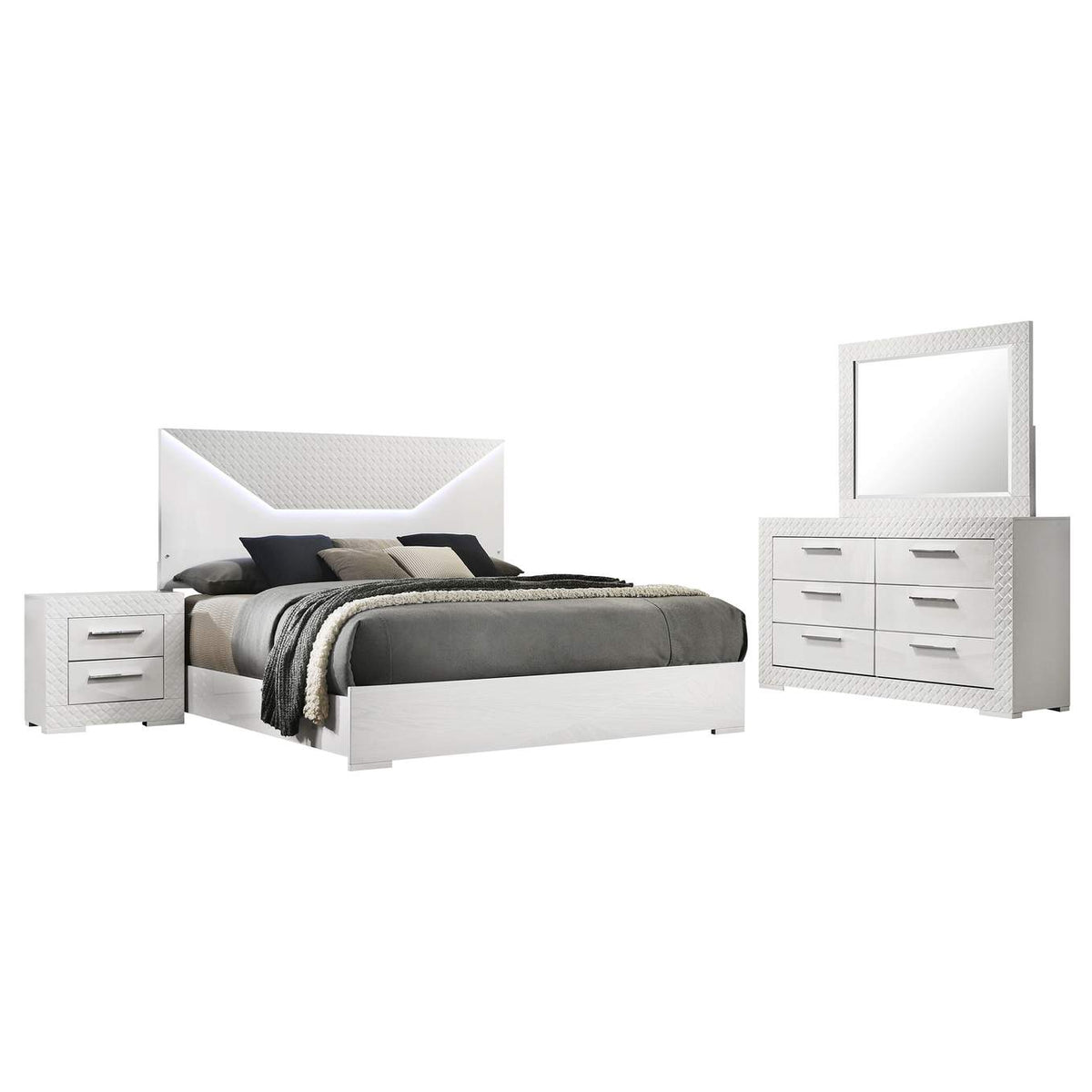 224941Q-S4 Ives 4-piece Queen Bedroom Set White High Gloss