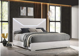 224941Q Ives Queen Panel Bed LED Headboard White High Gloss