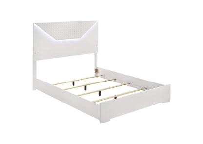 224941Q Ives Queen Panel Bed LED Headboard White High Gloss