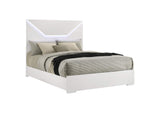 224941Q Ives Queen Panel Bed LED Headboard White High Gloss
