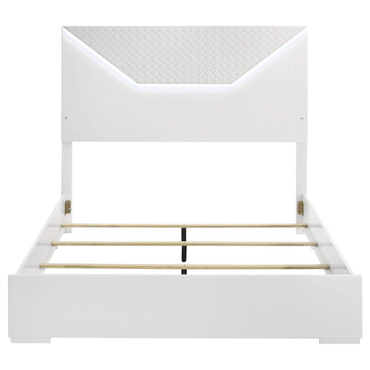 224941Q Ives Queen Panel Bed LED Headboard White High Gloss