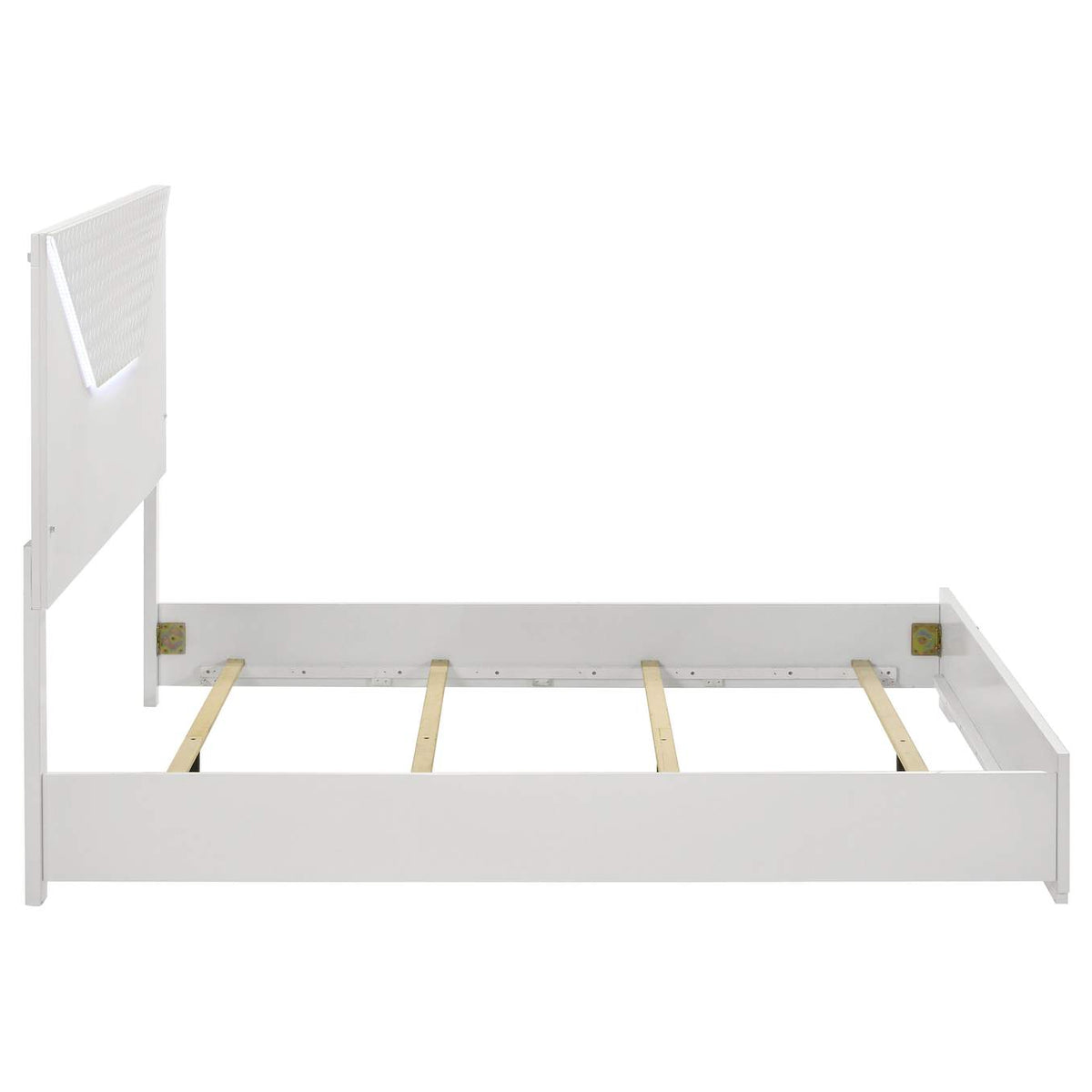 224941Q Ives Queen Panel Bed LED Headboard White High Gloss