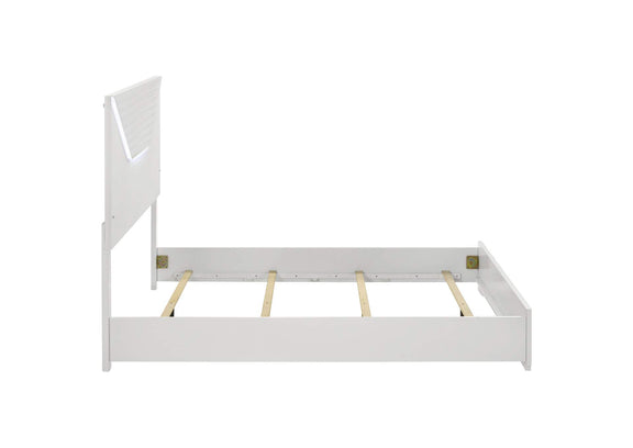 224941Q Ives Queen Panel Bed LED Headboard White High Gloss