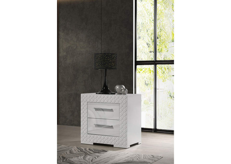 224942 Ives 2-drawer Nightstand Bedside Table White High Gloss