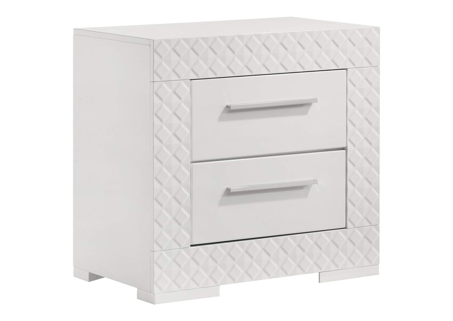 224942 Ives 2-drawer Nightstand Bedside Table White High Gloss