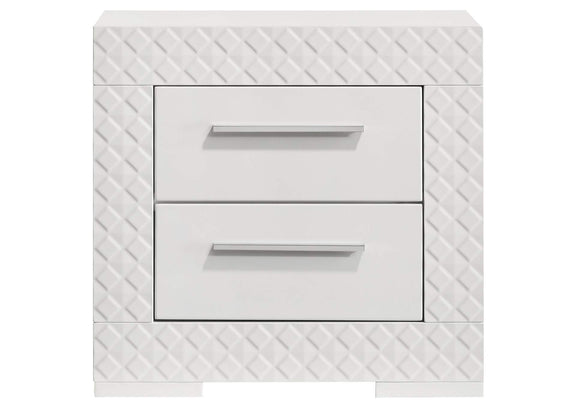 224942 Ives 2-drawer Nightstand Bedside Table White High Gloss