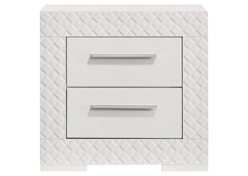 224942 Ives 2-drawer Nightstand Bedside Table White High Gloss