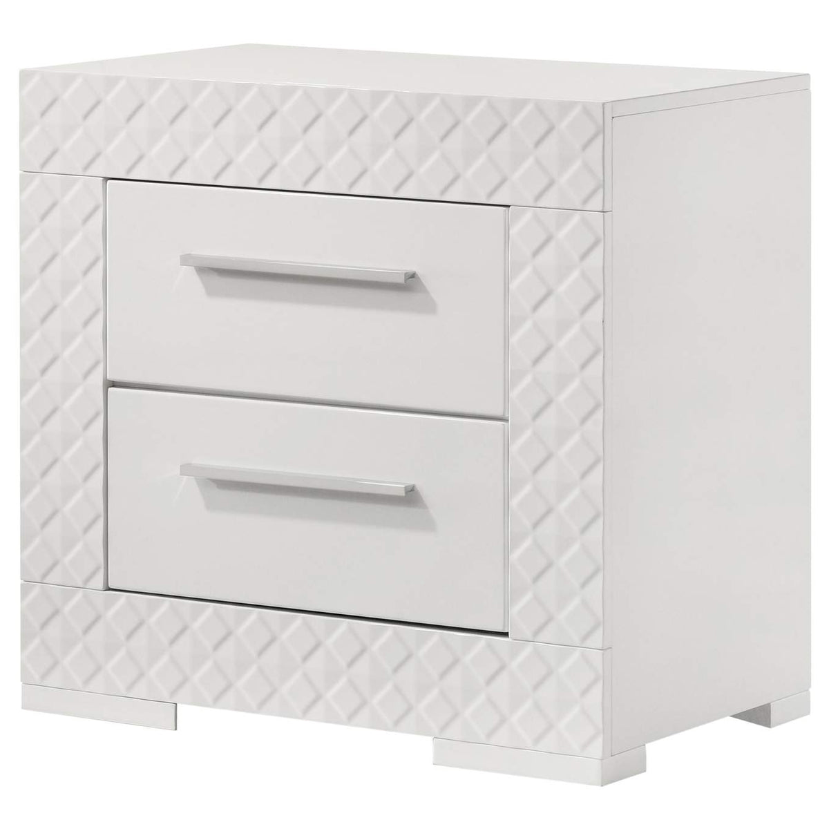 224942 Ives 2-drawer Nightstand Bedside Table White High Gloss