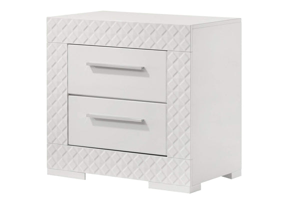 224942 Ives 2-drawer Nightstand Bedside Table White High Gloss