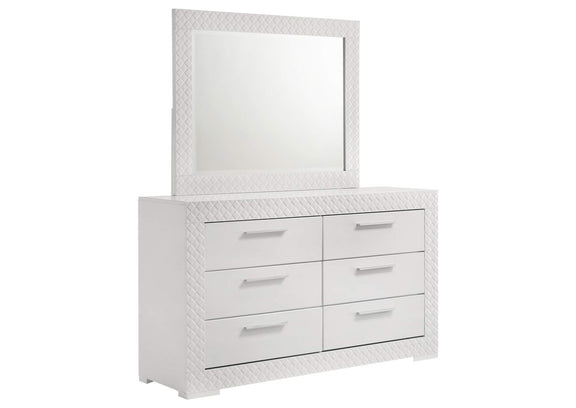 224943M Ives 6-drawer Dresser and Mirror White High Gloss