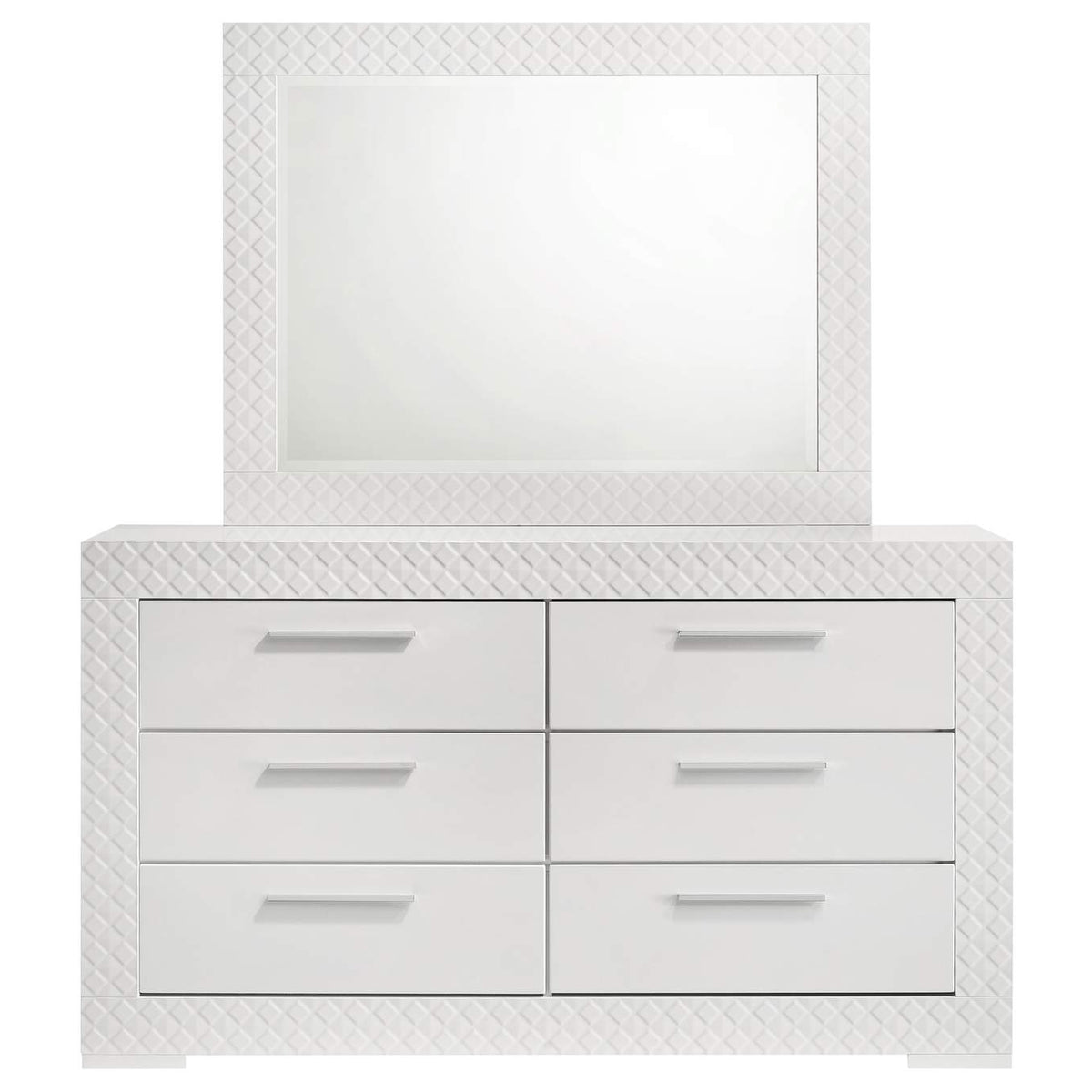 224943M Ives 6-drawer Dresser and Mirror White High Gloss