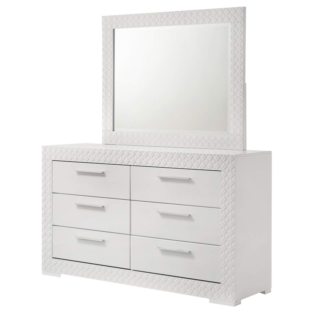 224943M Ives 6-drawer Dresser and Mirror White High Gloss