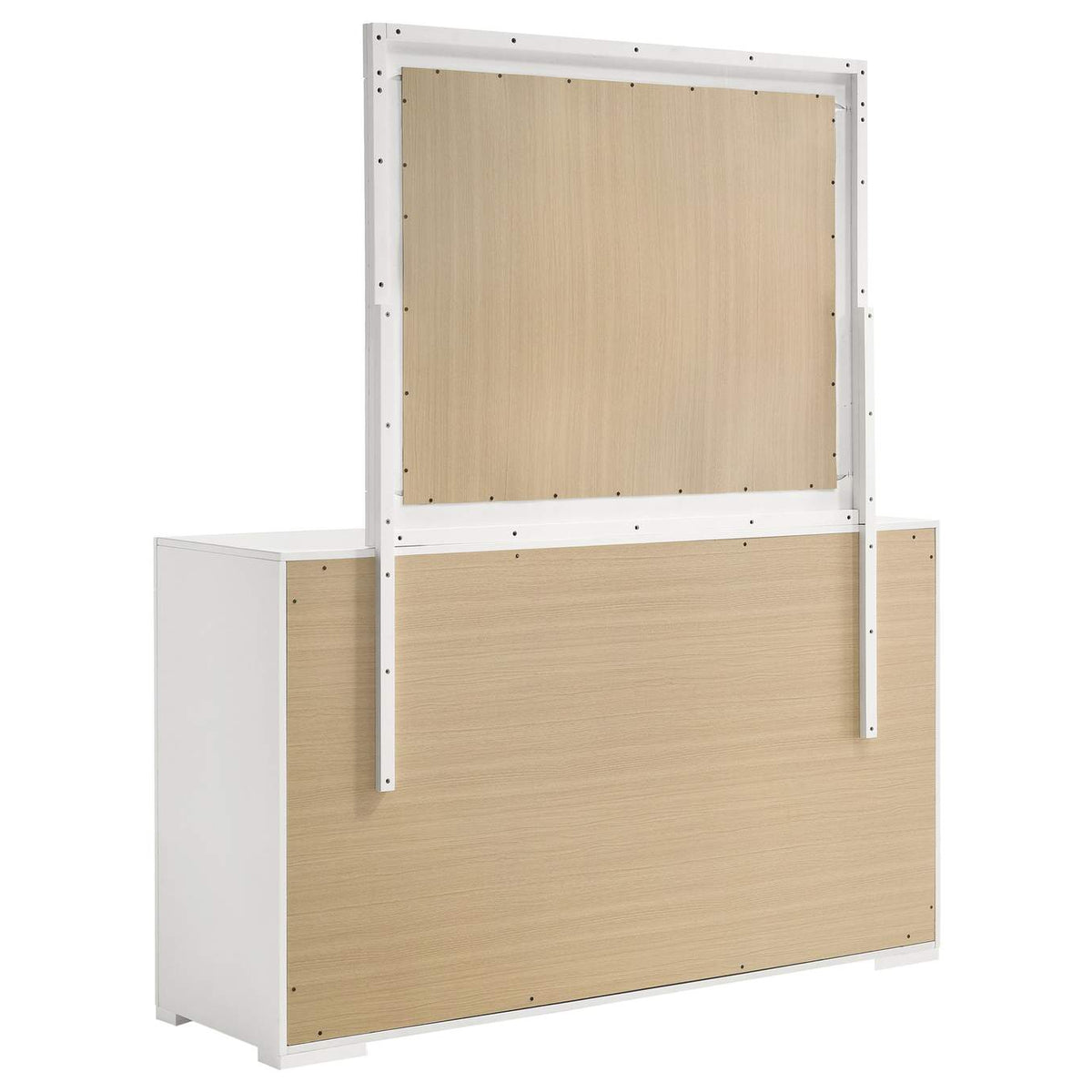 224943M Ives 6-drawer Dresser and Mirror White High Gloss