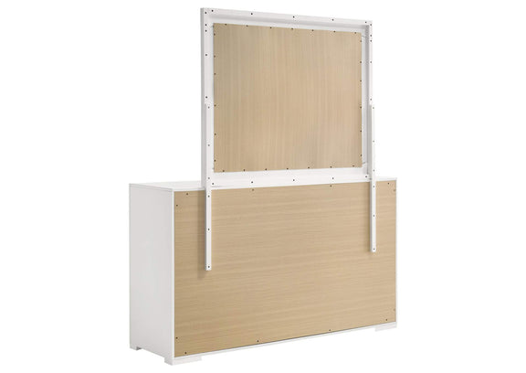 224943M Ives 6-drawer Dresser and Mirror White High Gloss