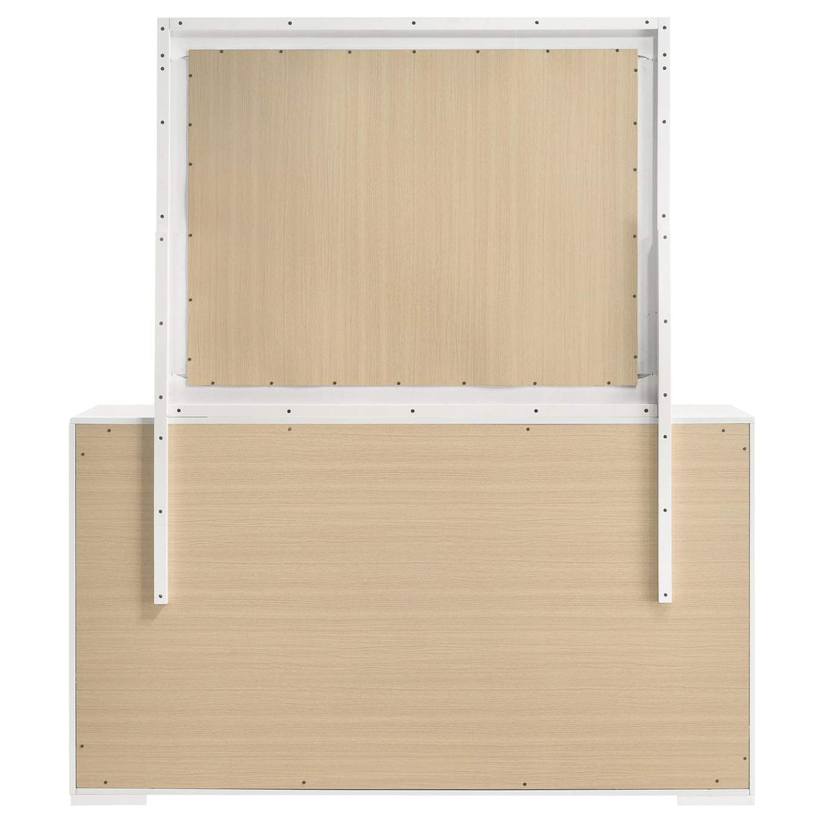 224943M Ives 6-drawer Dresser and Mirror White High Gloss