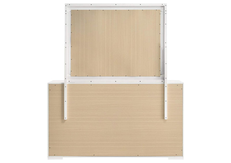 224943M Ives 6-drawer Dresser and Mirror White High Gloss